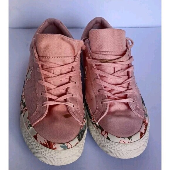 Converse One Star Ox Junior Girls Sneakers Size 7 Pastel Pink Floral Shoes - Picture 2 of 9